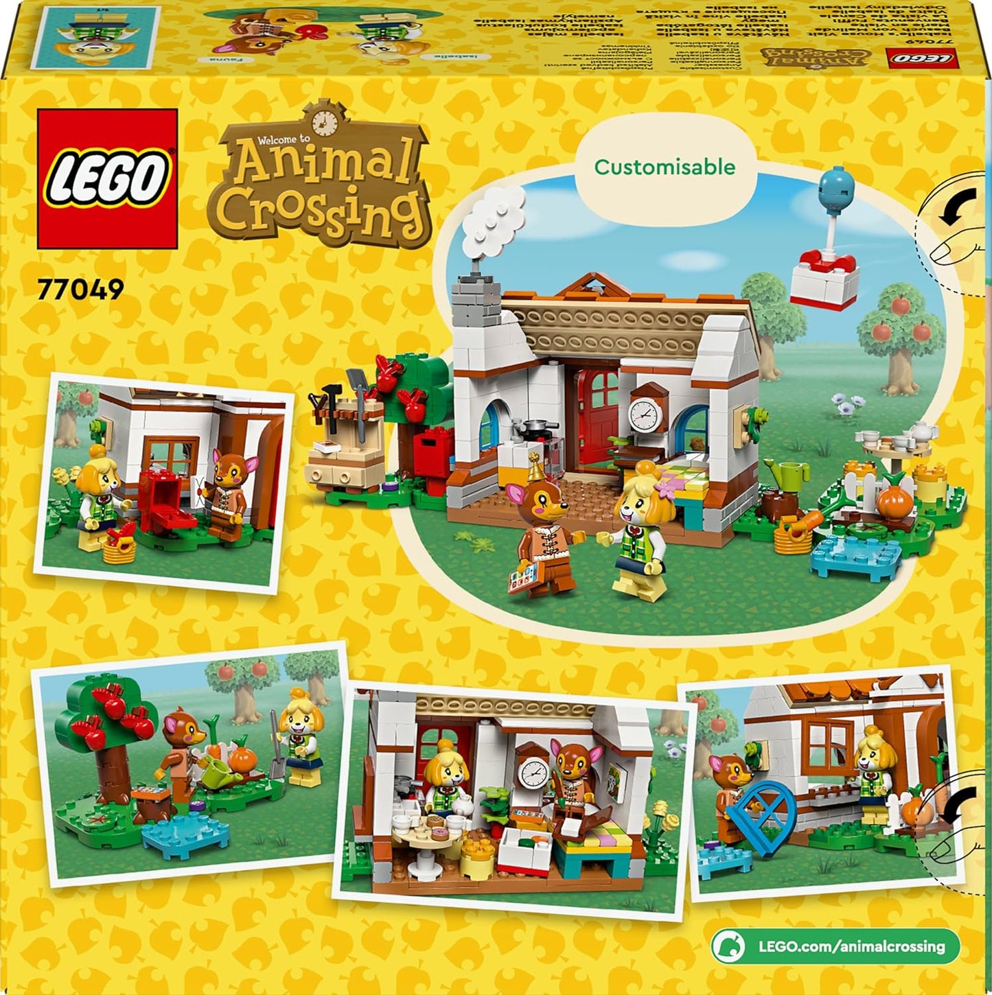 LEGO Animal Crossing Visita a la casa de Isabelle, juguete de construcción creativo para niños, niñas y niños a partir de 6 años, incluye 2 minifiguras de la serie de videojuegos que incluyen fauna, idea de regalo de cumpleaños 77049