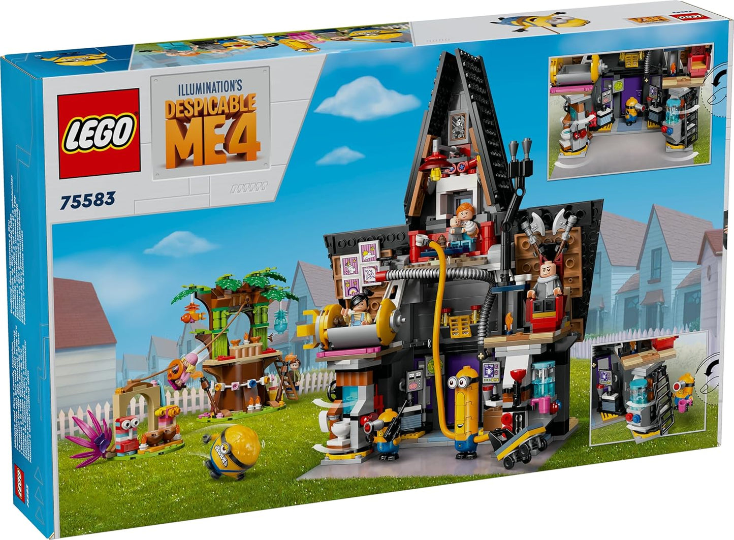 LEGO Despicable Me Minions and Gru's Family Mansion, Set de película Toy House para niños y niñas de 8 años en adelante que aman el juego independiente, incluye 6 minifiguras y 3 figuras para construir, idea de regalo 75583