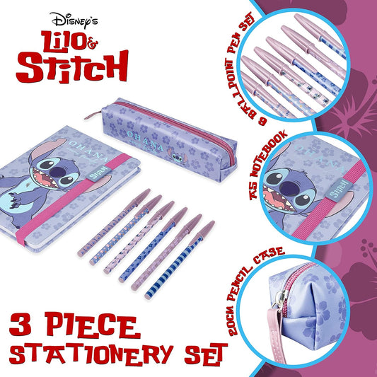 Disney Conjuntos de papelaria Cute Stitch para meninas (conjunto de 3)