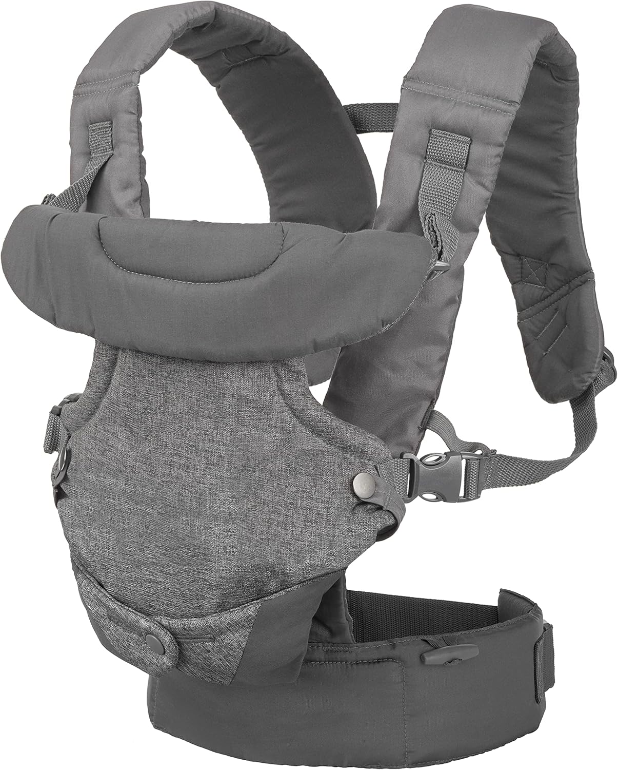 Infantino Canguru Flip Advanced 4 em 1 - Ergonômico, conversível, para uso com o bebê virado para dentro ou para fora, para uso frontal e nas costas, para recém-nascidos e crianças de 3,6 a 14,5 kg, cinza