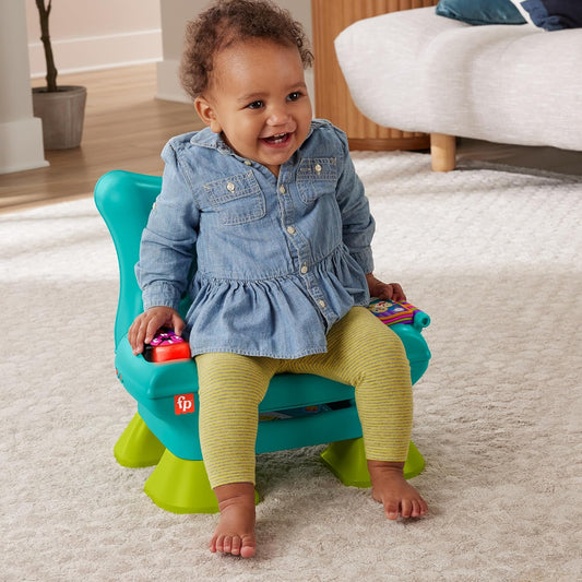 Fisher-Price Laugh & Learn Smart Stages Chair, versión: inglés + francés + alemán, juguete para bebés y niños de 6 a 36 meses,