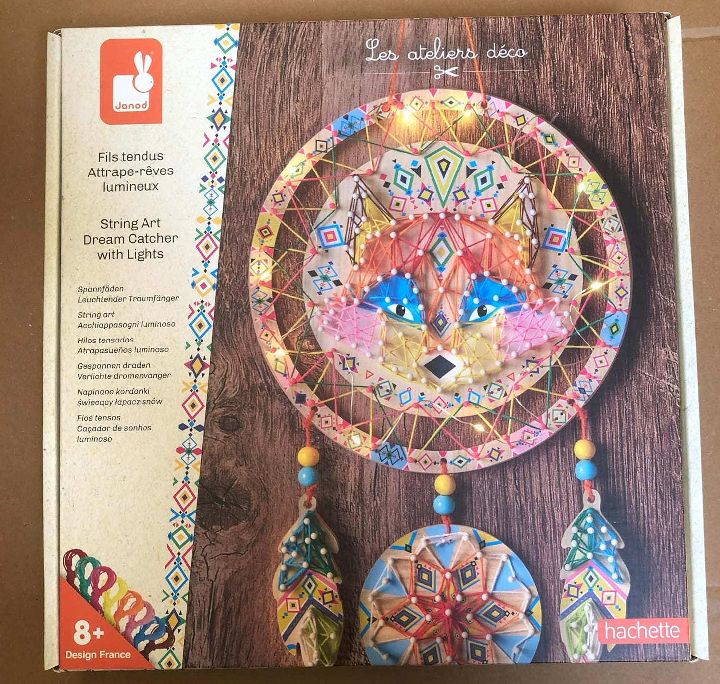 Janod - Caça-abelhas iluminado para criar e pendurar - Cordão - Pilhas incluídas - Les Ateliers Déco - Faça você mesmo - Kit de lazer criativo para crianças - Motricidade fina e concentração - A partir de 8 anos - J09161