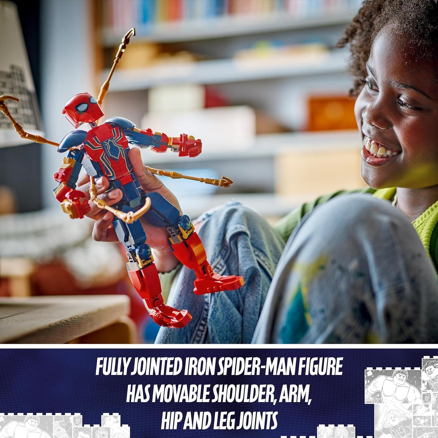 LEGO Figura de construção do Homem-Aranha de Ferro da Marvel, brinquedo de ação de super-herói para crianças, meninos e meninas de mais de 8 anos que amam brinquedos de dramatização, com armadura, modelo edificável, ideia de presente dos Vingadores 76298