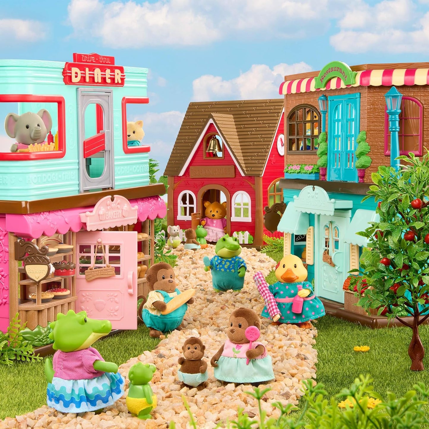 Li'l Woodzeez WZ6730Z Playset - Juego de restaurante Pass-The-Pasta con comida y muebles - Juguetes y regalos para niños de 3 años en adelante