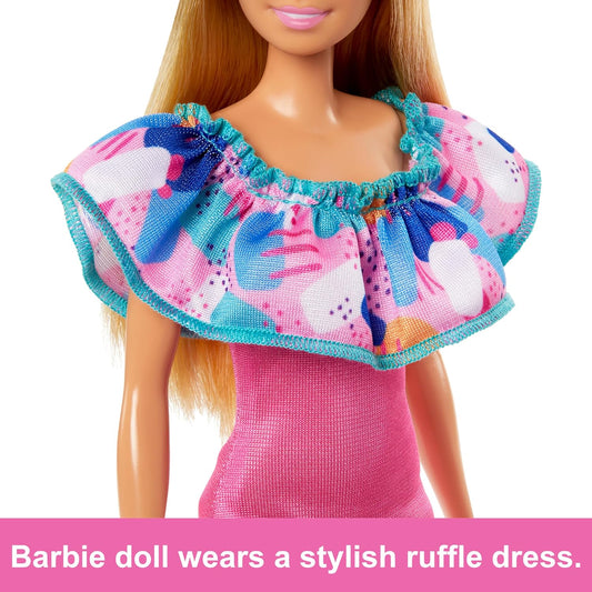 Set de Muñecas Barbie y Stacie con 2 Perros y Accesorios, Muñecas con Pelo Rubio y Ojos Azules, Conjuntos de Verano, HRM09