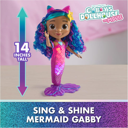 Gabby's Dollhouse: Filme, Sereia Gabby Canta e Brilha, Boneca Sereia à Prova d'Água com Luzes e Sons, Brinquedo Infantil para Meninas e Meninos a partir de 3 Anos