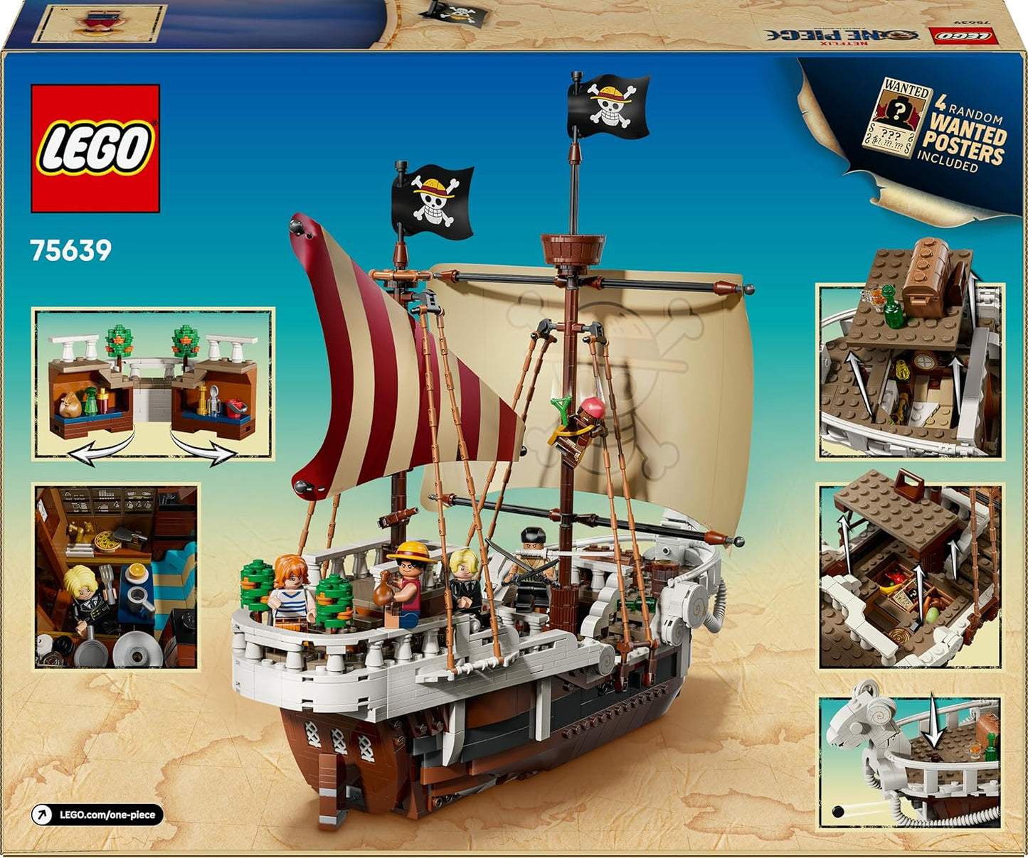 LEGO ONE PIECE O Navio Pirata Going Merry - Brinquedo e Modelo de Barco para Brincar e Exibir com 5 Minifiguras, incluindo Luffy, Zoro e Nami - Presente de Anime para Meninos, Meninas e Fãs a partir de 10 Anos - 75639