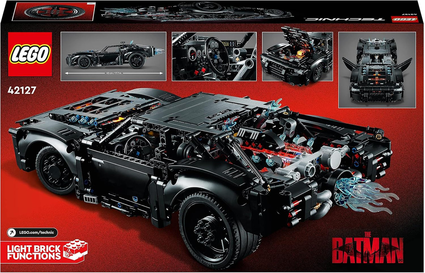 LEGO 42127 Technic THE BATMAN – BATMOBILE Model Car Building Toy, set de filmagem, presentes de super-heróis para crianças, meninos, meninas e fãs adolescentes com tijolos leves