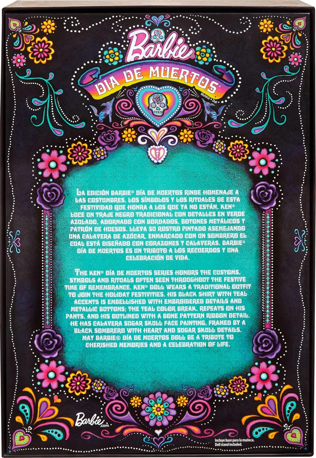 Barbie Boneco Signature, Ken colecionável Dia dos Mortos 2024, em terno preto com detalhes em azul-celeste, chapéu e cinto, HRM73