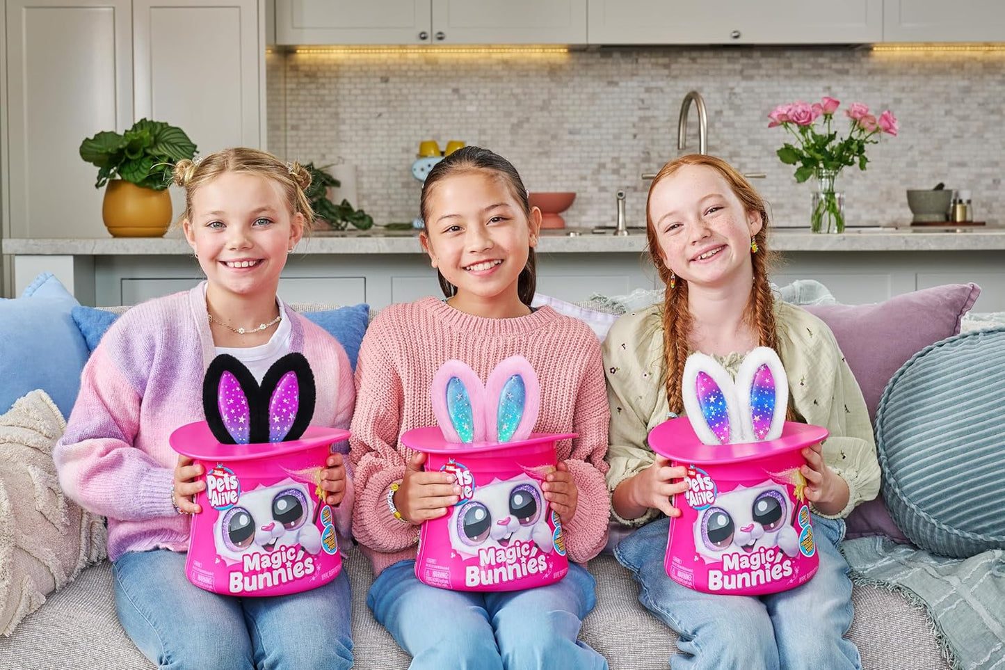 Pets Alive Magic Bunnies Pink Bunny (Candy) da ZURU, brinquedo mágico de pelúcia eletrônico surpresa, bichinho robótico e brincadeira interativa para crianças com 30 recursos diferentes