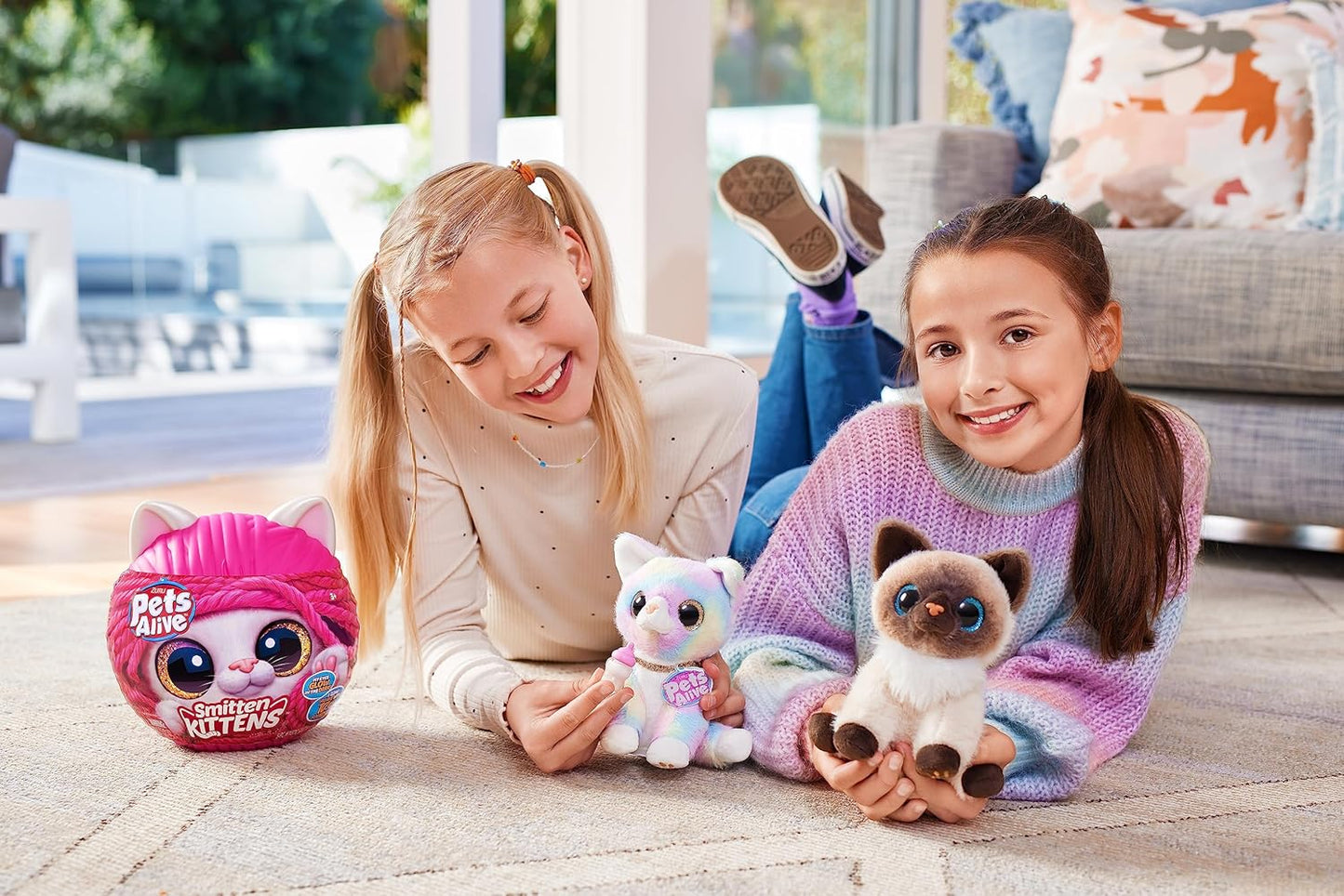 Pets Alive Smitten Kittens Lucky, Gatinho de Pelúcia Surpresa, Pelúcias Ultra Macias, Brinquedos Interativos para Animais de Estimação, Gatinho de Estimação Eletrônico, Idades 3+ (Lucky)