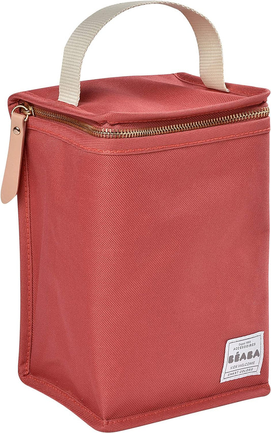 BÉABA - Bolsa Comida Bebé Térmica - Gran Capacidad - Guarda Biberones Térmicos - Bolsa para llevar comidas completas - Plegable - Material Suave Impermeable - Terracota