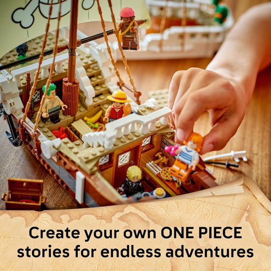 LEGO ONE PIECE O Navio Pirata Going Merry - Brinquedo e Modelo de Barco para Brincar e Exibir com 5 Minifiguras, incluindo Luffy, Zoro e Nami - Presente de Anime para Meninos, Meninas e Fãs a partir de 10 Anos - 75639
