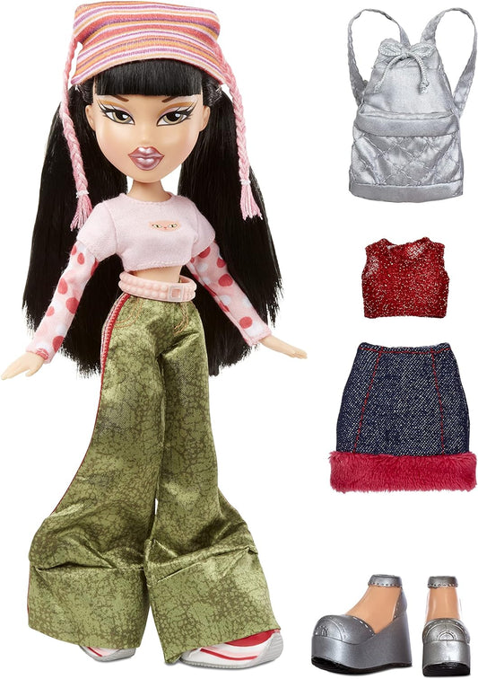 Bratz 20 Yearz Edición especial Original Fashion Doll Jade - Embalaje holográfico y póster - Motivo de 20 Yearz, réplica de Fan Fave Rerelease 2001 - Incluye 2 trajes, zapatos, etc., 9 x 9 x 11,5 pulgadas