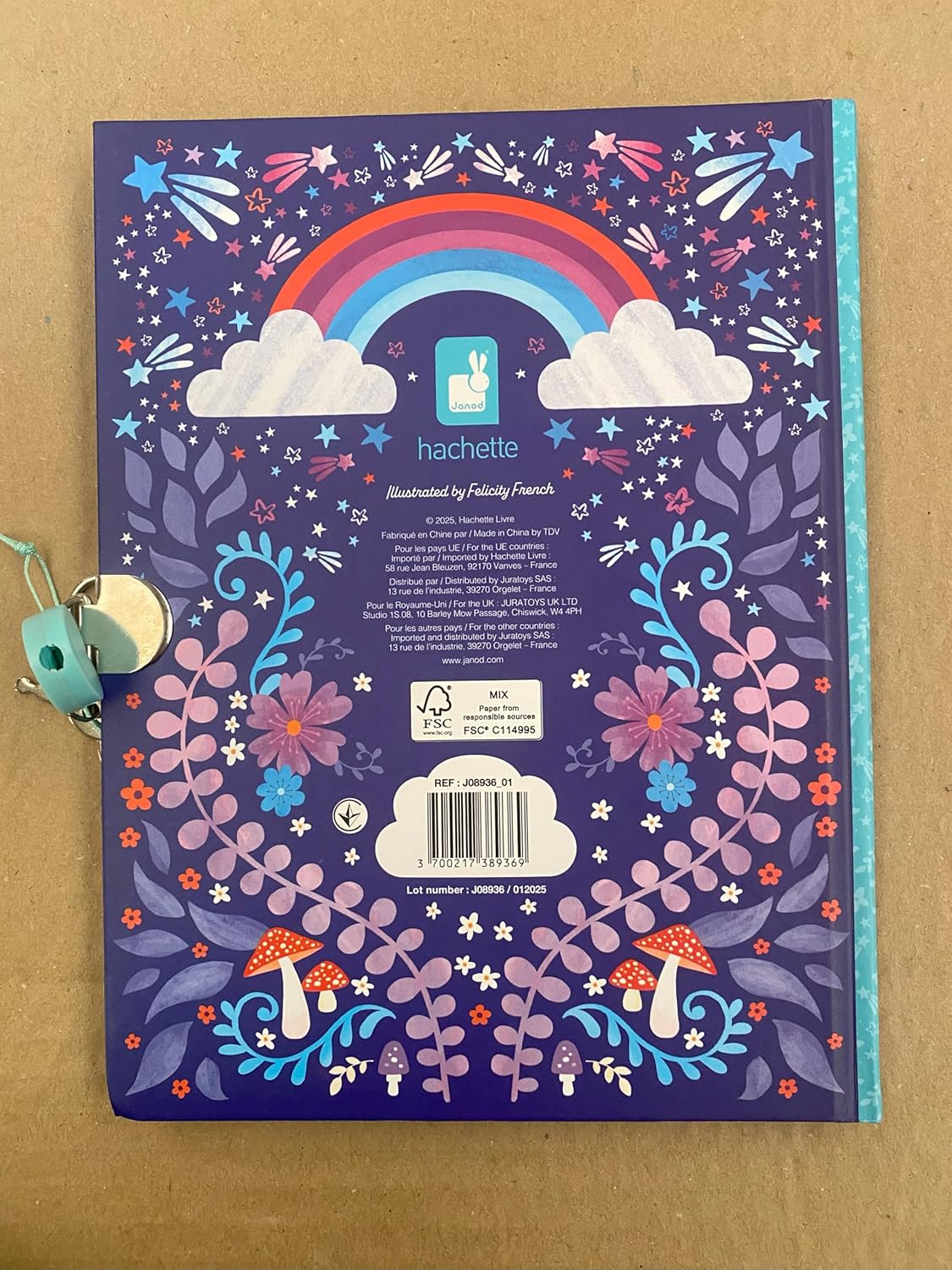 Janod - Caderno Secreto de Unicórnio 128 Páginas - Cadeado de Coração e 2 Chaves - Diário de Menina - 128 Páginas Pautadas - Formato A5 - Papelaria de Unicórnio - Presente - 6 Anos ou Mais - J08936