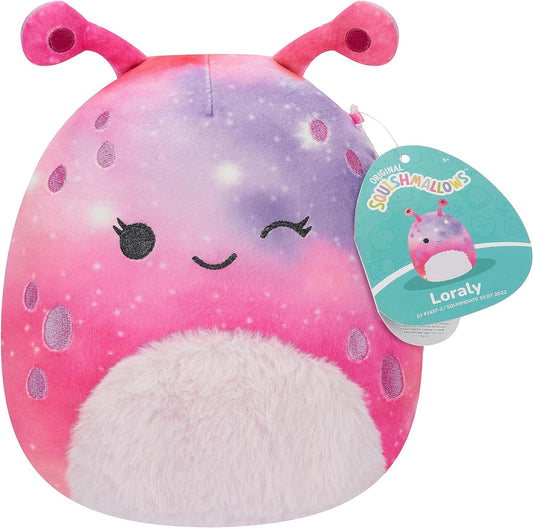 Original Loraly the Winking Alien Squishmallows rosa y morado 7.5 pulgadas Peluche ultra suave Tamaño pequeño