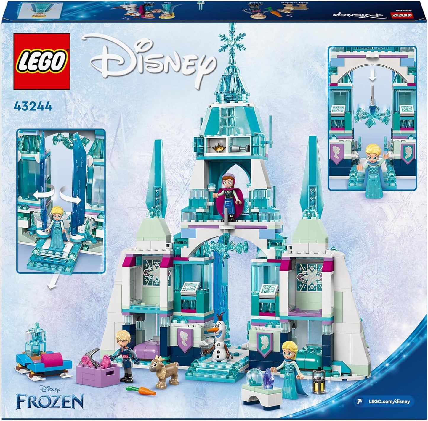 LEGO ǀ Disney Frozen Elsa's Ice Palace Juego de juguetes de construcción para niños con castillo y minimuñecas de Elsa y Anna, divertida idea de regalo para niñas, niños y fanáticos del cine a partir de 6 años 43244