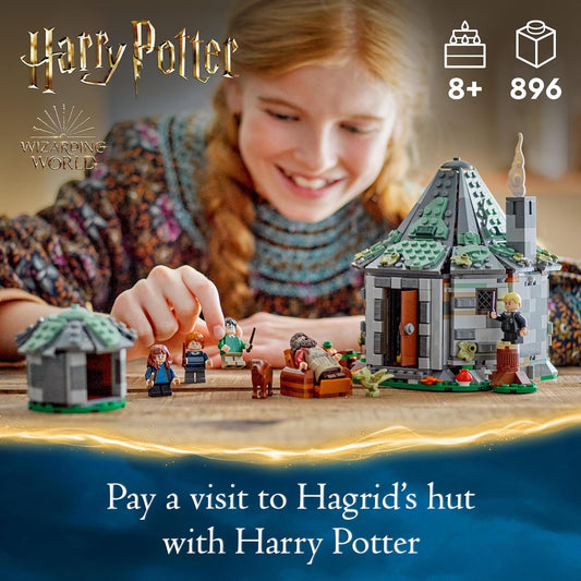 LEGO Cabana de Harry Potter Hagrid: uma visita inesperada, casa de brinquedos para crianças, meninos e meninas com mais de 8 anos, inclui figuras de dragão e cachorro, além de minifiguras de 5 personagens Hermione e Ron, ideia de presente 76428