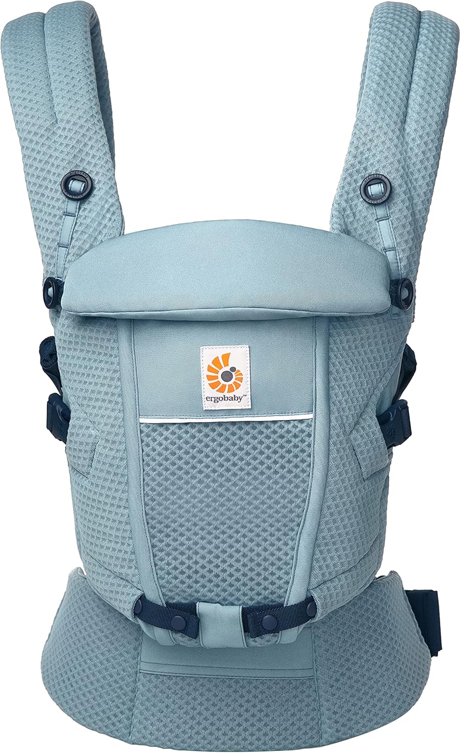 Ergobaby Adapt Carrier para recém-nascidos, desde o nascimento, 3 posições, malha SoftFlex, posição ergonômica de transporte para frente e para trás do bebê, azul ardósia