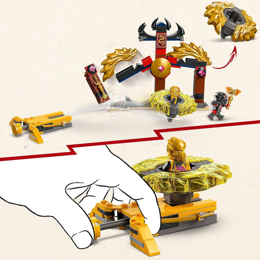 LEGO Conjunto de pacote de batalha NINJAGO Dragon Spinjitzu com 2 minifiguras, lançadores e elementos voadores - Brinquedo ninja de ação para meninos e meninas com mais de 6 anos - Presentes para fãs de programas de TV em ascensão de Dragons