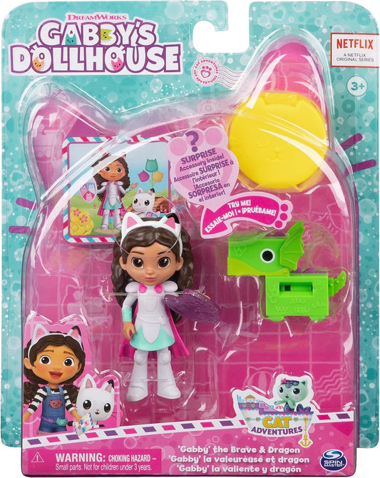 DreamWorks Gabby’s Dollhouse, Conjunto de Figura de Brinquedo Cavaleiro Gabby com Brinquedo Surpresa e Mini Dragão Amigo, Brinquedos Infantis para Meninas e Meninos a partir de 3 Anos