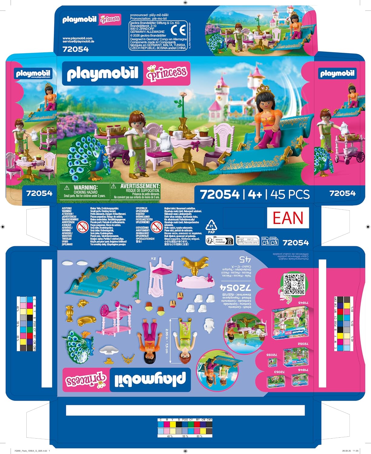Playmobil | Princesa | Uma Visita de Longe | 2 Princesas com Tapete Voador e Festa do Chá | Estimula a Criatividade | Brinquedo de Princesa para Maiores de 4 Anos | 72054