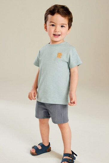 |Niño| Pantalón corto de algodón con textura suave - Azul (3 meses - 7 años)