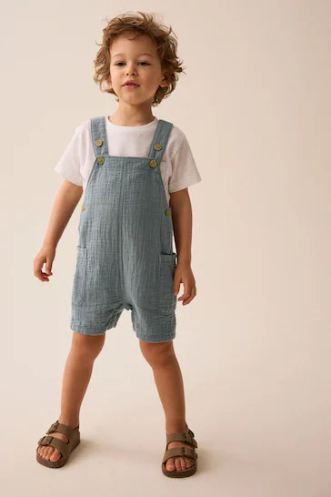 |Niño| Mono azul de algodón con textura suave (3 meses-7 años)