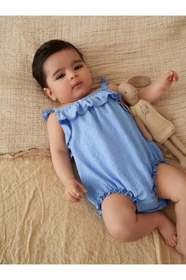 |BabyGirl| Macacão Bebê Tiras Texturizado - Azul