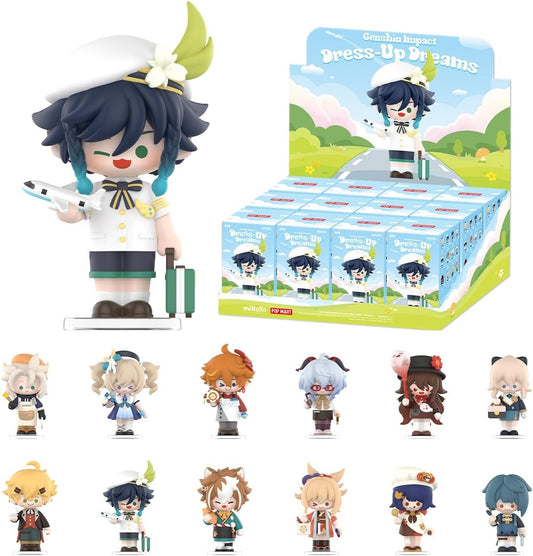 POP MART Genshin Impact Dress-Up Dreams Série Chibi Temática Figuras 1 PC 2,5 polegadas Articulado Personagem Design Premium Presentes para Mulheres Fã-Favorito Colecionável Chic Art Toy Figura de Ação
