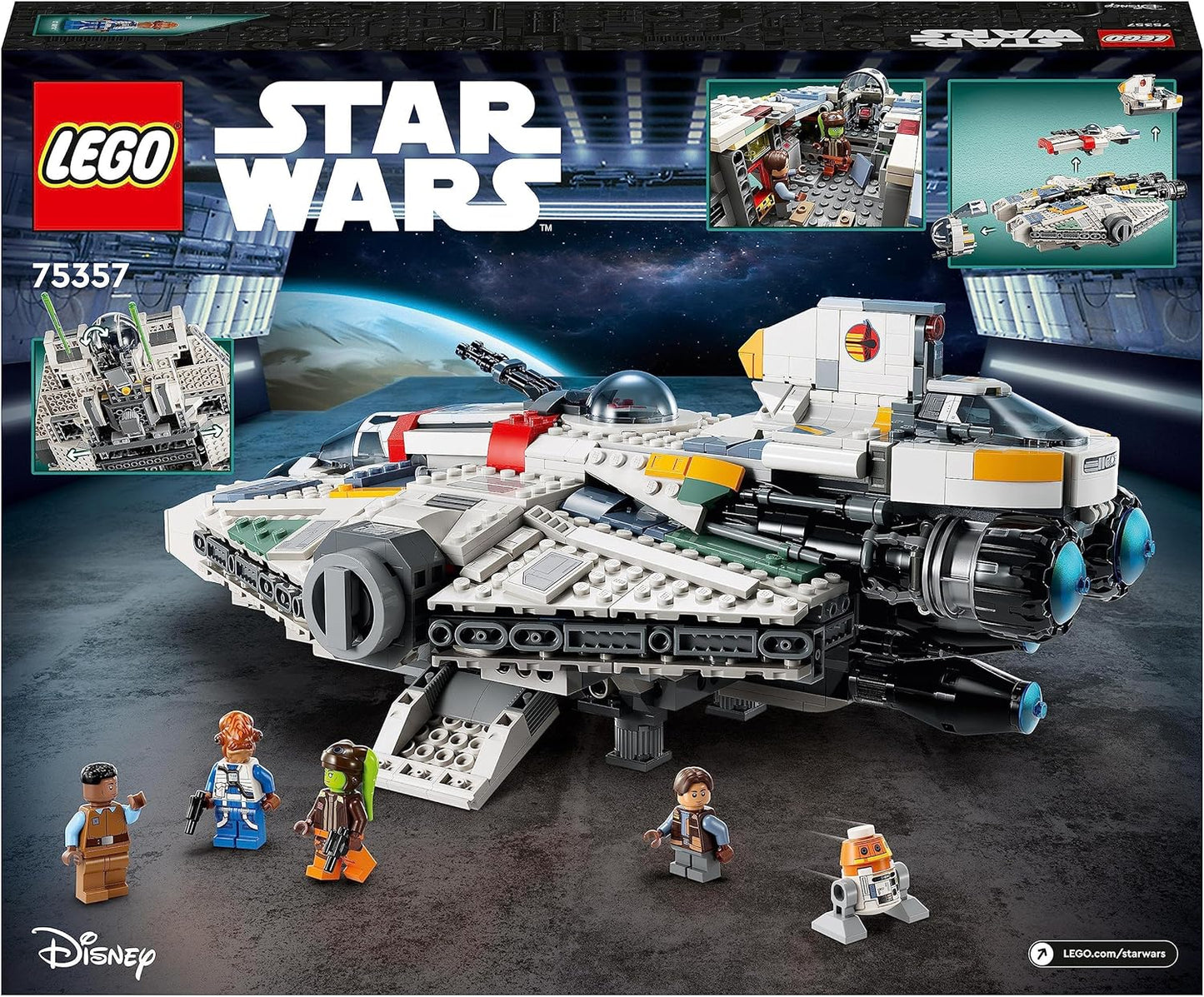 LEGO Conjunto Star Wars Ghost e Phantom II com 2 veículos Ahsoka construídos em tijolos, brinquedos de nave estelar montáveis para crianças, meninos e meninas com 5 personagens, incluindo Jacen Syndulla e uma figura Chopper Droid