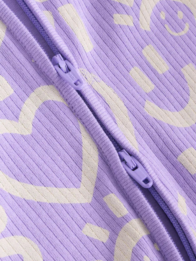 |BabyGirl| Macacão De Dormir Lilás Roxo Para Bebê Com Zíper Bidirecional e Estampa Floral 100% Algodão, Pacote Com 3 (0 meses a 2 anos)