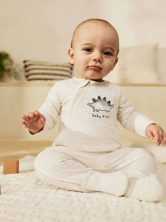 |BabyBoy| Macacão De Dormir Cinza 100% Algodão Com Zíper Bidirecional Para Bebês, Pacote Com 3 Unidades (0 a 2 anos)