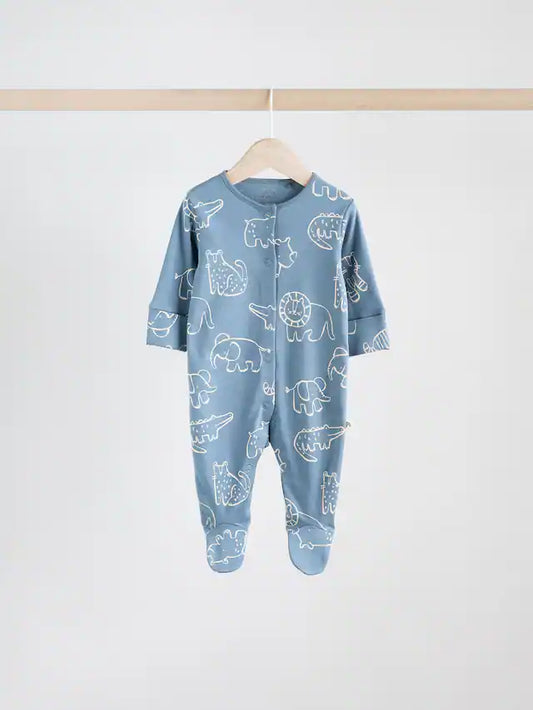 |BabyBoy| Pacote Com 3 Macacões Azuis/Marrons Para Bebês (0 meses a 3 anos)