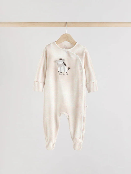 |BabyBoy| Pacote Com 3 Macacões De Dormir Para Bebês, 100% Algodão, Cinza, Zebra (0-2 anos)