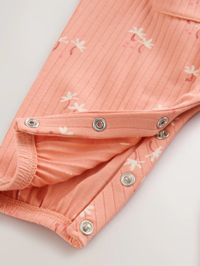 |BabyGirl| Macacão De Bebê Em Jersey Com Estampa Floral Marrom Ferrugem (0 meses a 3 anos)