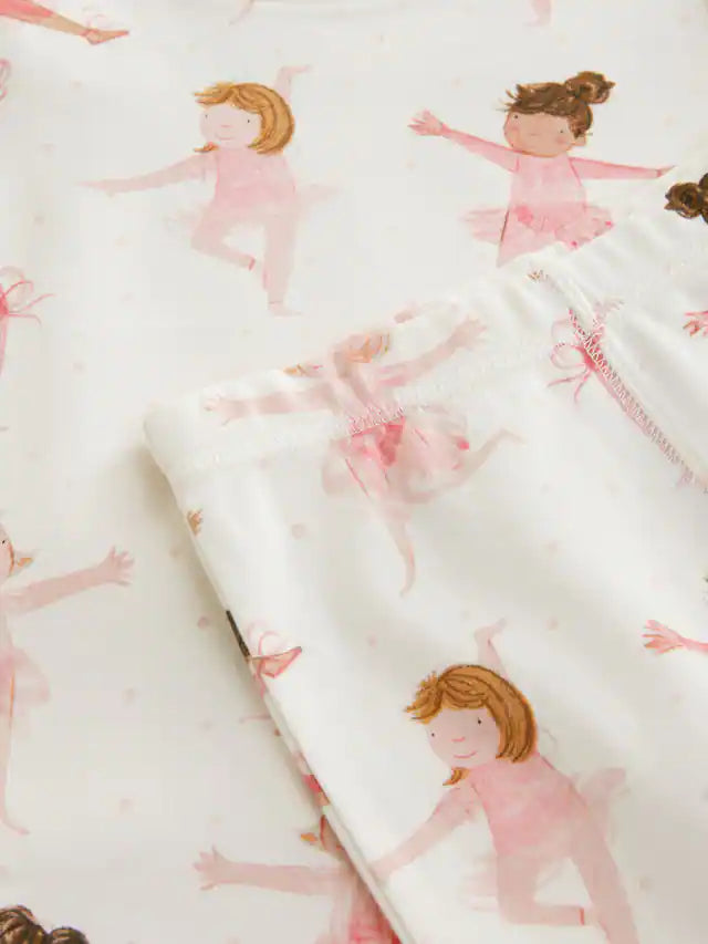 |Girl| Pijama Bailarina 100% Algodão Rosa/Creme, Pacote Com 3 (9 meses a 12 anos)