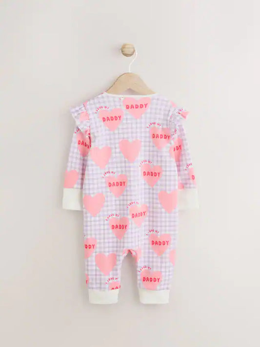 |BabyGirl| Macacão De Dormir Lilás Roxo Para Bebês, Família, Zíper Bidirecional, 100% Algodão (0 meses a 2 anos)