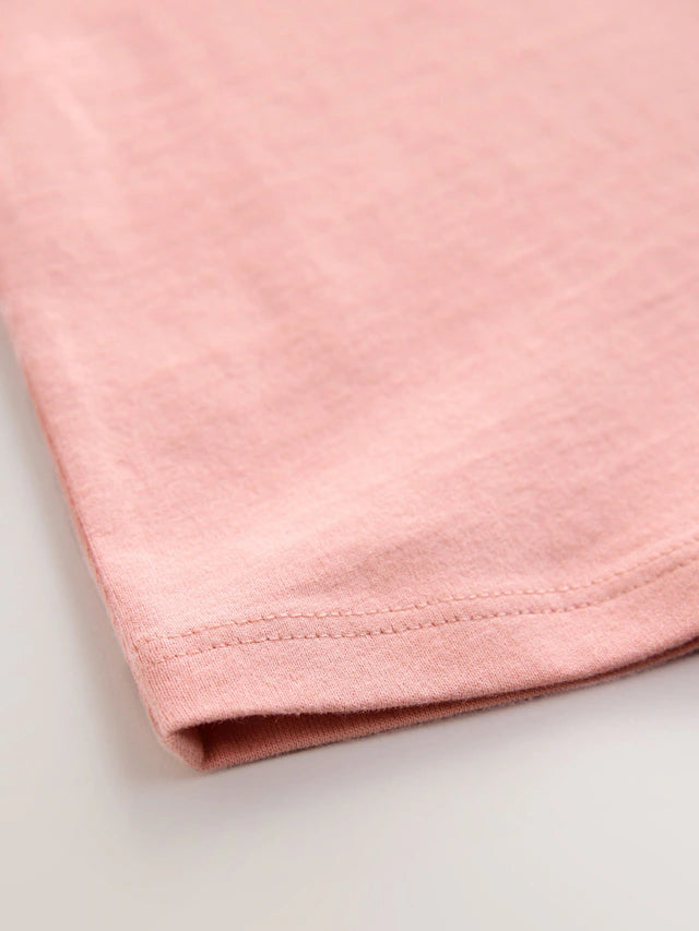 |Girl| Camiseta Rosa 100% Algodão Estampada Manga Curta Com Vieira (3 meses a 7 anos)