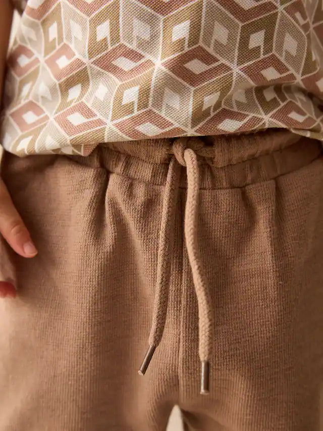 |Boy| Conjunto De Polo e Shorts De Manga Curta 100% Algodão Com Estampa Abstrata Crua (3 meses a 7 anos)