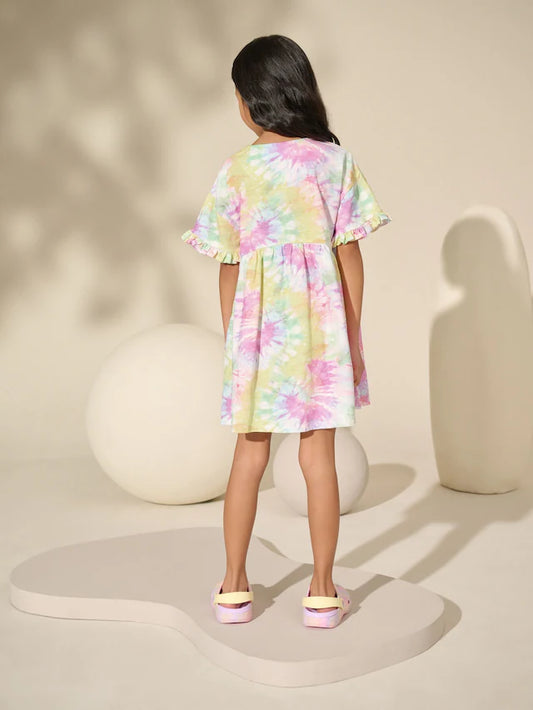 |BigGirl| Vestido De Verão Em Jersey Multicolorido De Manga Curta 100% Algodão (3-16 anos)