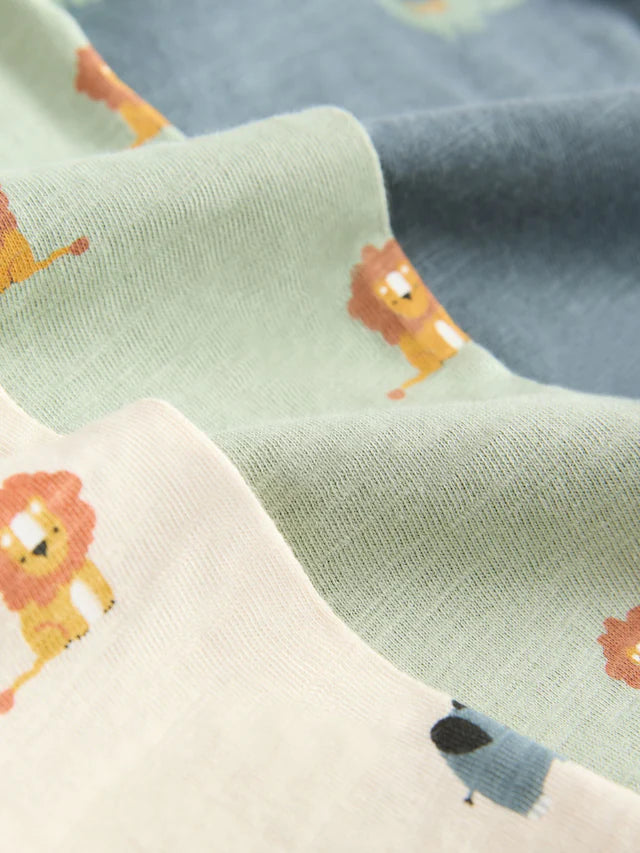 |Boy| Pacote Com 3 Pijamas Curtos Mini Animal Azul/Cru (9 meses a 8 anos)