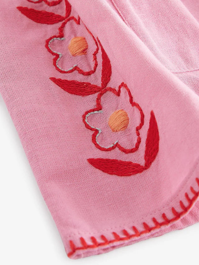 |Girl| Vestido Rosa Com Botões (3 meses a 10 anos)