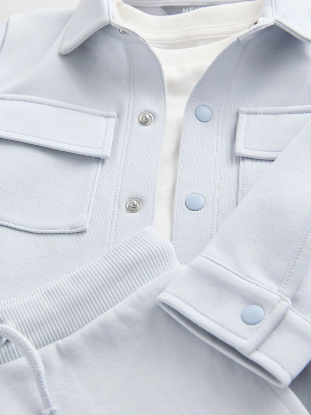 |Boy| Conjunto De Camisa e Shorts Azul Mineral, 3 Peças (3 meses a 7 anos)