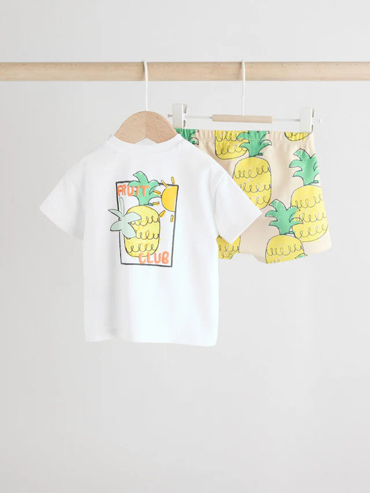 |BabyBoy| Conjunto de camiseta e shorts Bright Fruit Baby