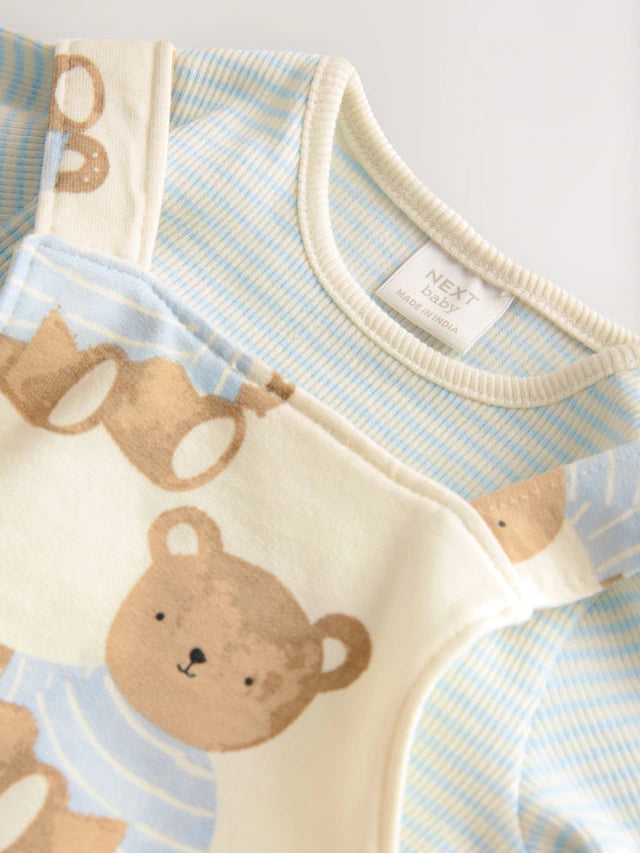 |BabyBoy| Conjunto De Macacão e Macacão De Malha Com Estampa De Urso Azul Para Bebê (0 meses a 2 anos)
