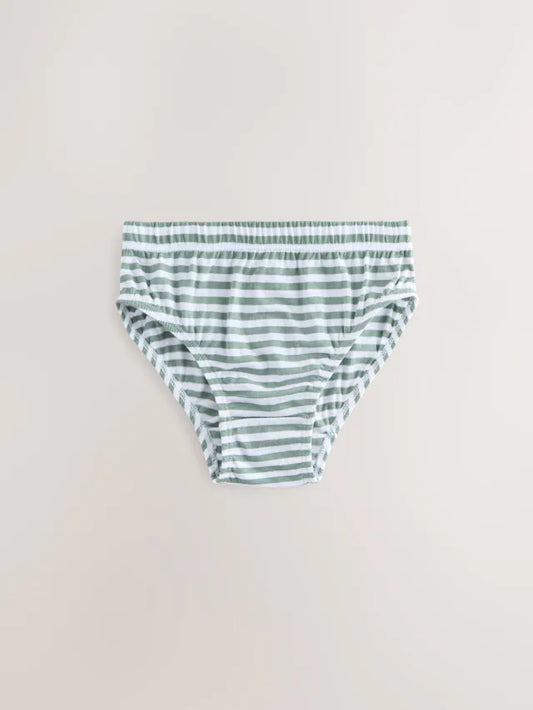 |BigBoy| Cuecas Estampadas 100% Algodão Listradas Verde/Cru, Pacote Com 5 (1,5 a 10 anos)