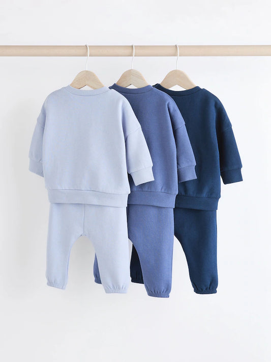 |BabyGirl| Conjunto De 6 Peças De Moletom e Calça De Moletom Azul Para Bebê (0 meses a 3 anos)