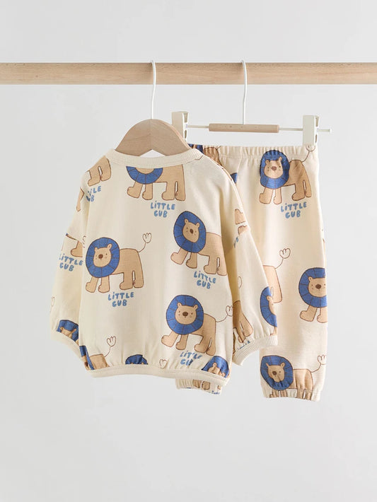|BabyBoy| Conjunto De Blusa e Leggings 100% Algodão Blue Lion Baby (0 meses a 2 anos)