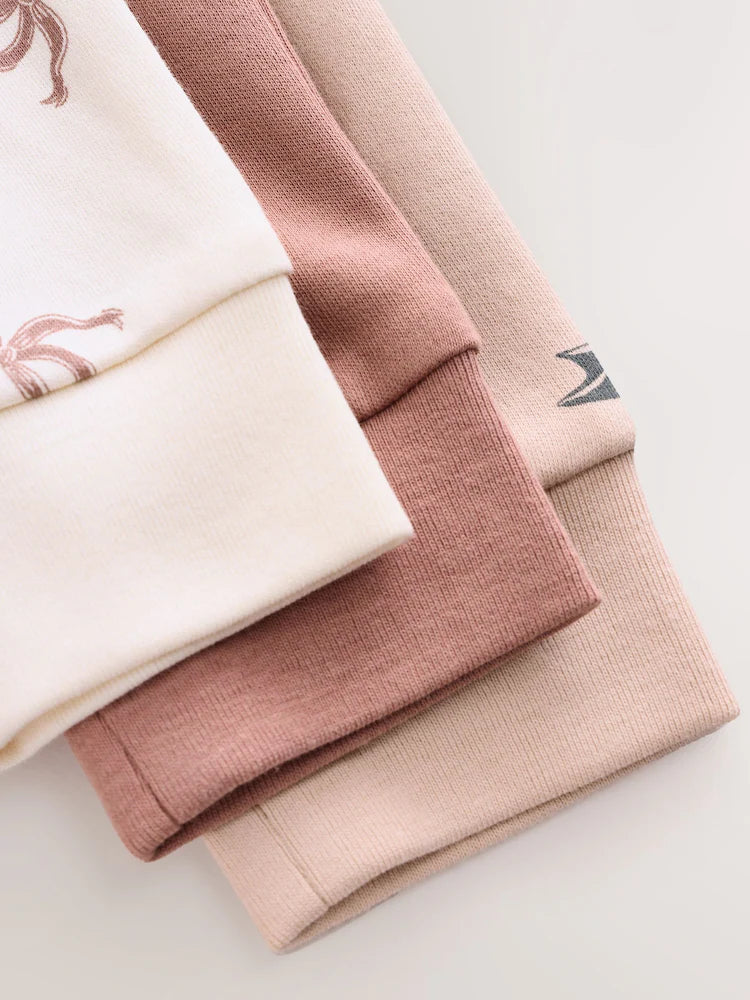 |Girl| Pacote Com 3 Pijamas Aconchegantes Com Estampa De Laço Cru/Marrom (9 meses a 12 anos)